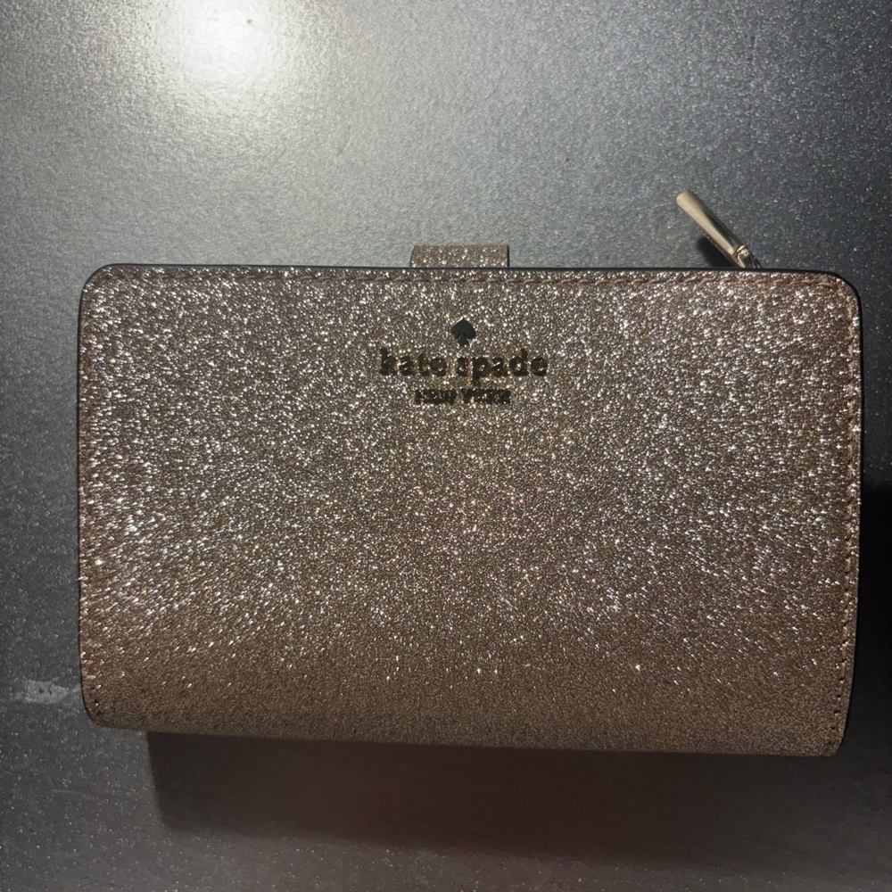 Kate Spade Glitter BiFold Wallet- Gold